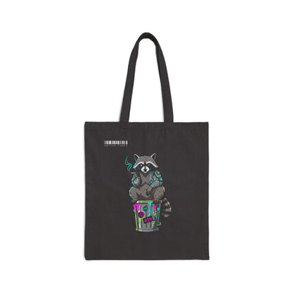Cyberpunk Smoking Raccoon Canvas Tote