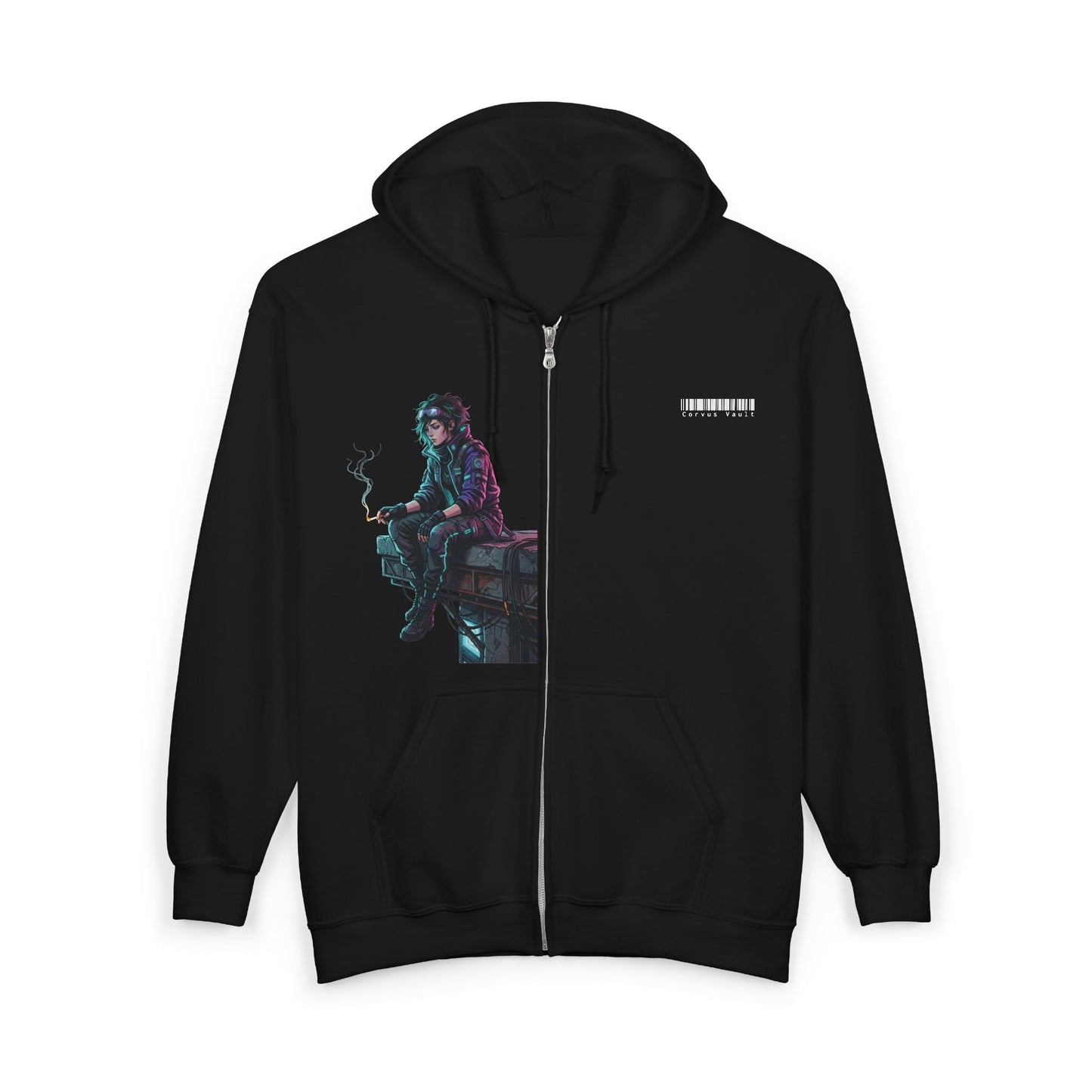 Cyberpunk Neon Tokio Night Zip Hoodie