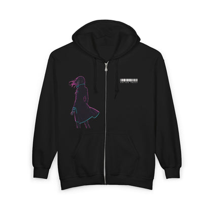 Cyberpunk Corgi Neon City Zip Hoodie