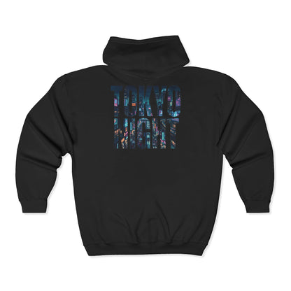 Cyberpunk Neon Tokio Night Zip Hoodie
