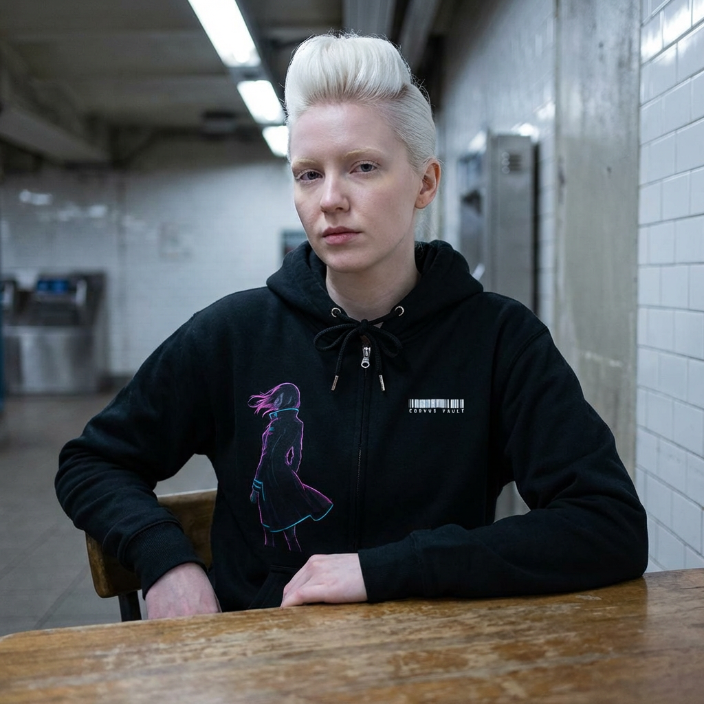 Cyberpunk Corgi Neon City Zip Hoodie
