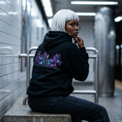Cyberpunk Neon Shooter Zip Hoodie