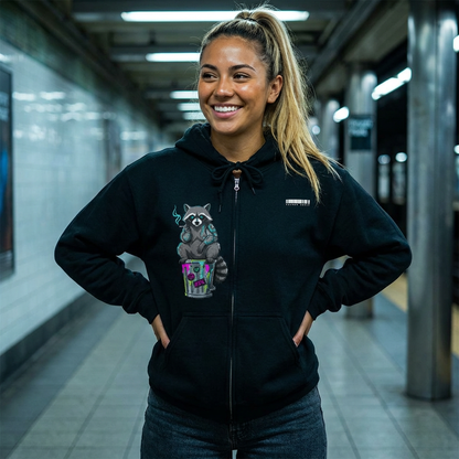 Cyberpunk Smoking Raccoon Zip Hoodie