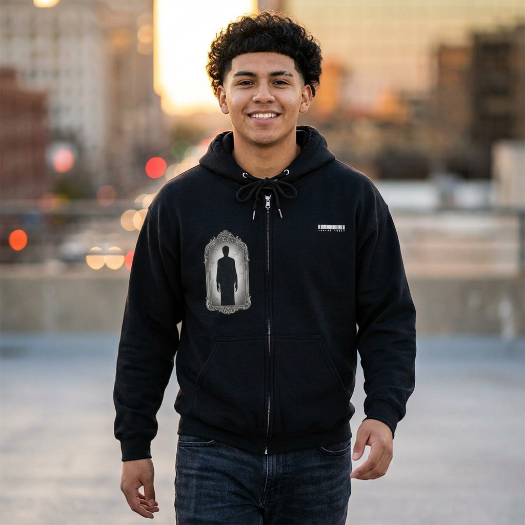 Gothic Mirror Silhouettes Zip Hoodie