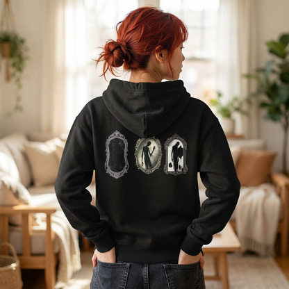 Gothic Mirror Silhouettes Zip Hoodie