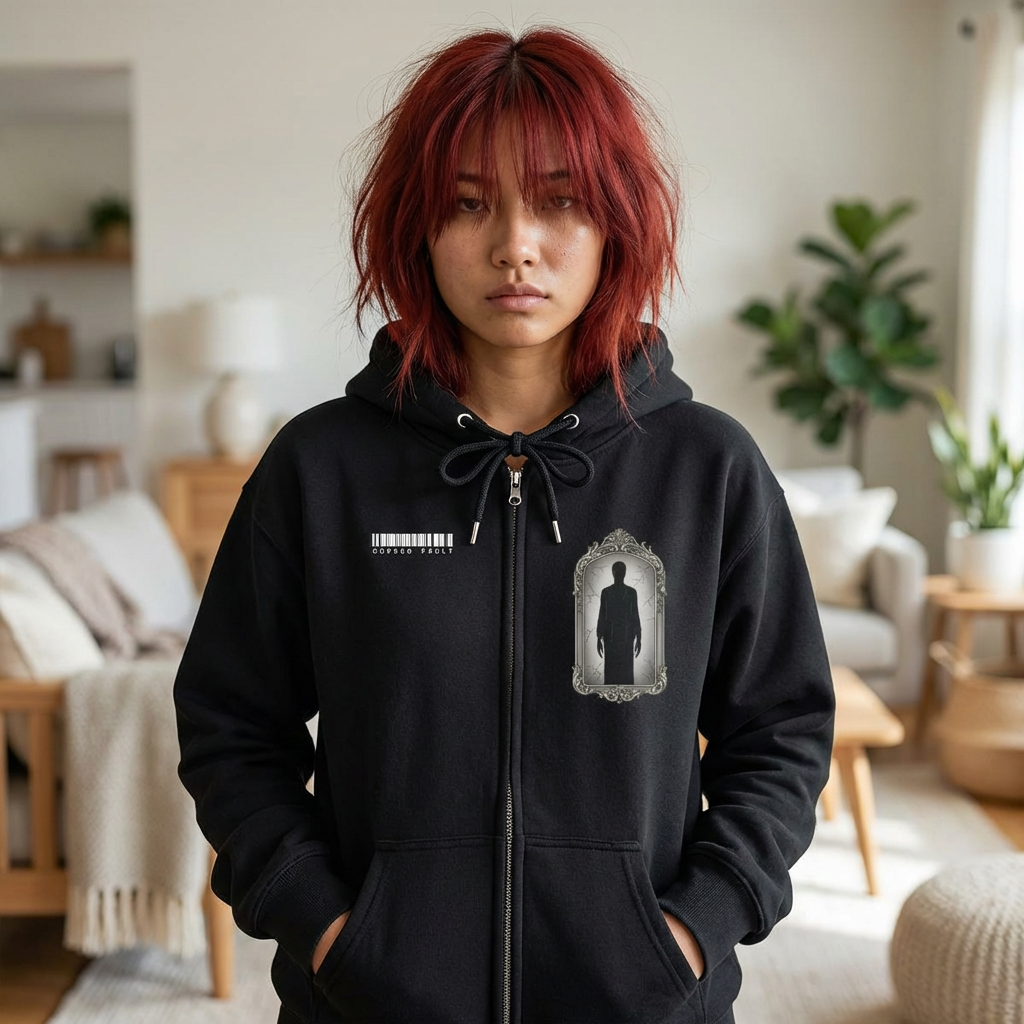 Gothic Mirror Silhouettes Zip Hoodie