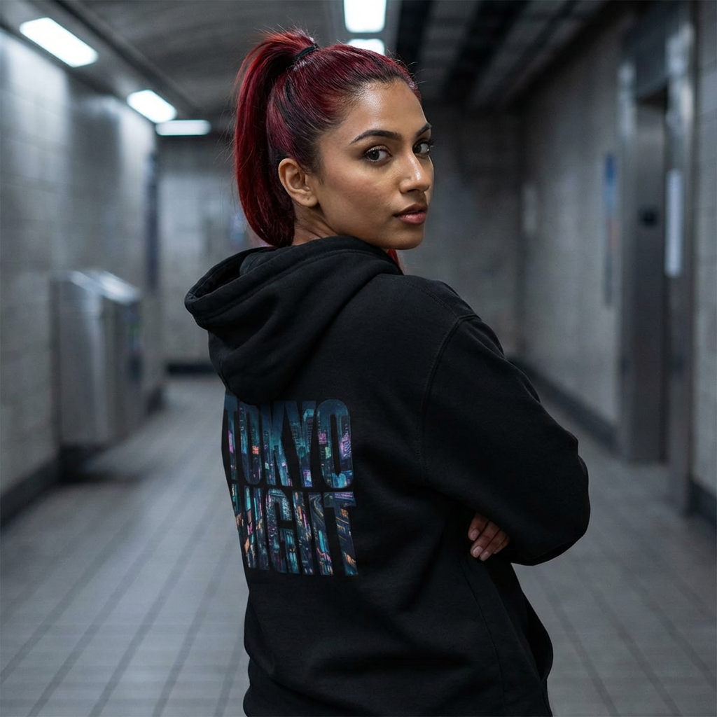 Cyberpunk Neon Tokio Night Zip Hoodie