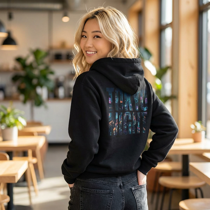 Cyberpunk Neon Tokio Night Zip Hoodie
