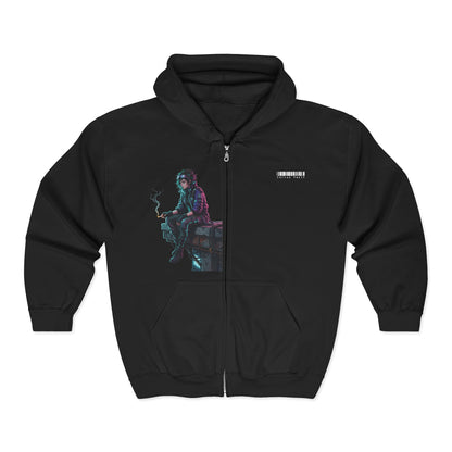 Cyberpunk Neon Tokio Night Zip Hoodie