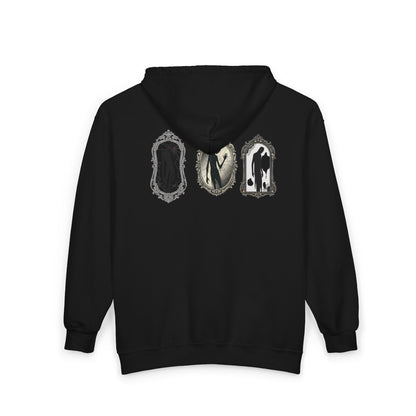 Gothic Mirror Silhouettes Zip Hoodie