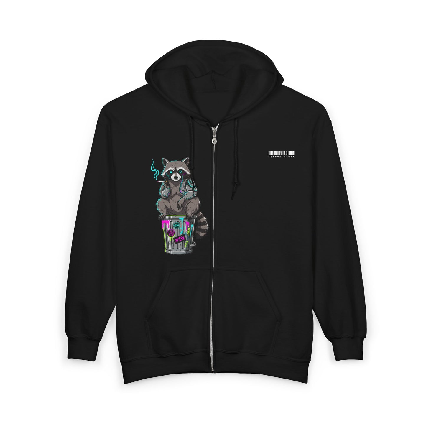 Cyberpunk Smoking Raccoon Zip Hoodie