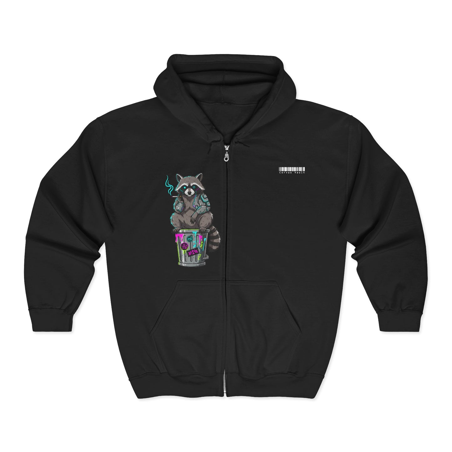Cyberpunk Smoking Raccoon Zip Hoodie