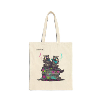 Cyberpunk Smoking Raccoon Canvas Tote