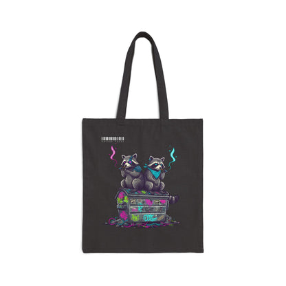 Cyberpunk Smoking Raccoon Canvas Tote
