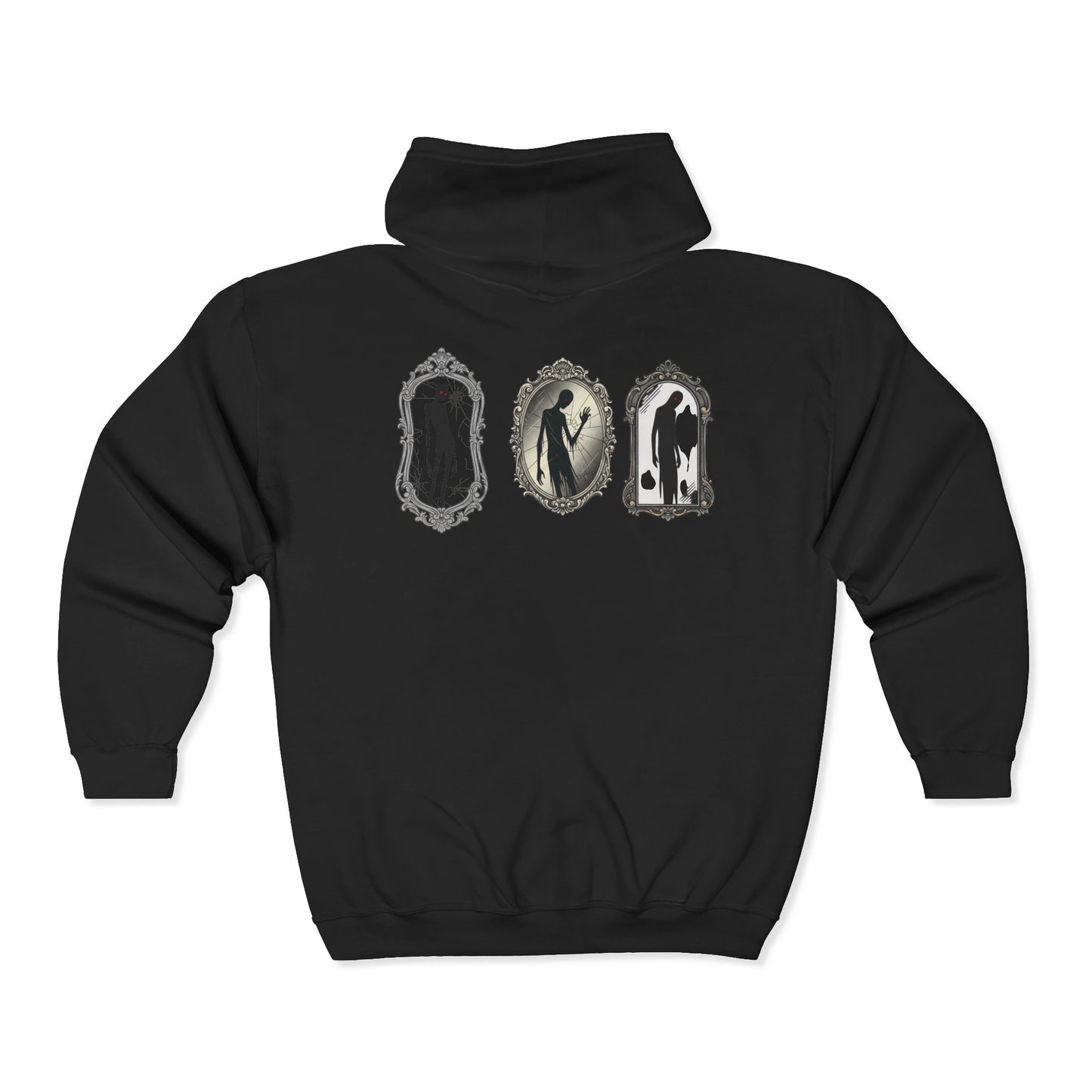 Gothic Mirror Silhouettes Zip Hoodie